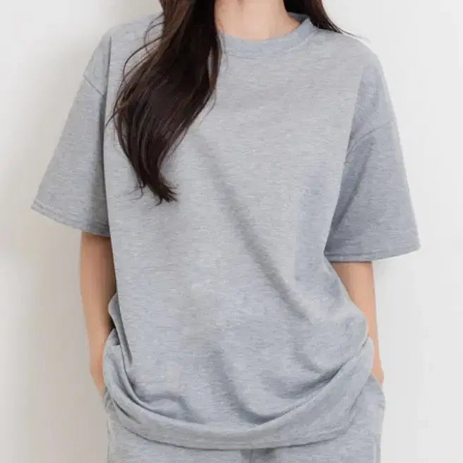 [BUNJANG] Towel Round Neck T-shirt - Gray / 타올 라운드티셔츠 그레이컬러