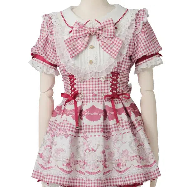 [SOLD OUT] LIZ LISA 리즈리사 스위트 깅엄 티룸 반팔 셋업