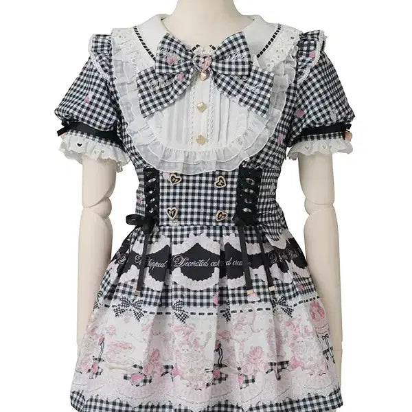 [SOLD OUT] LIZ LISA 리즈리사 스위트 깅엄 티룸 반팔 셋업