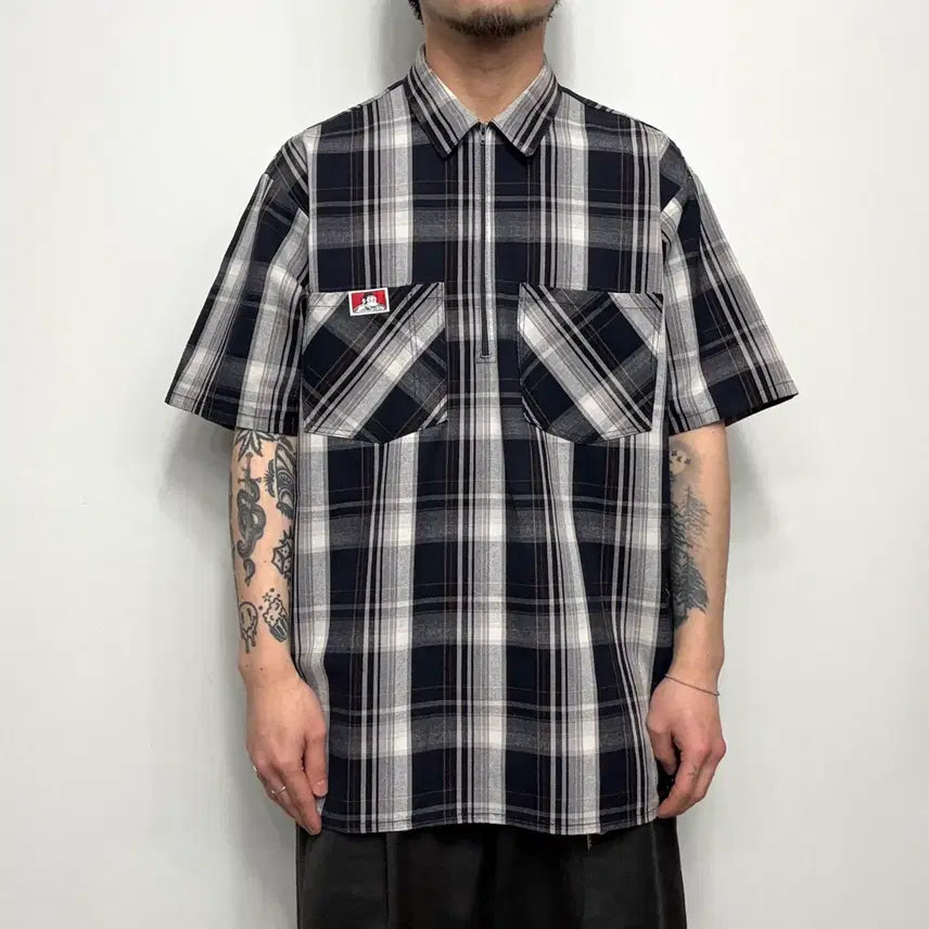 [SOLD OUT] 90s 벤데이비스 하프집업 반팔 워크셔츠 Made in USA