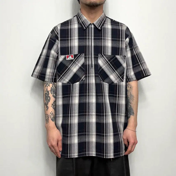[SOLD OUT] 90s 벤데이비스 하프집업 반팔 워크셔츠 Made in USA