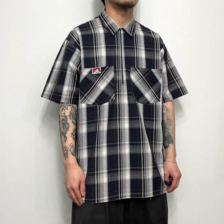 [SOLD OUT] 90s 벤데이비스 하프집업 반팔 워크셔츠 Made in USA