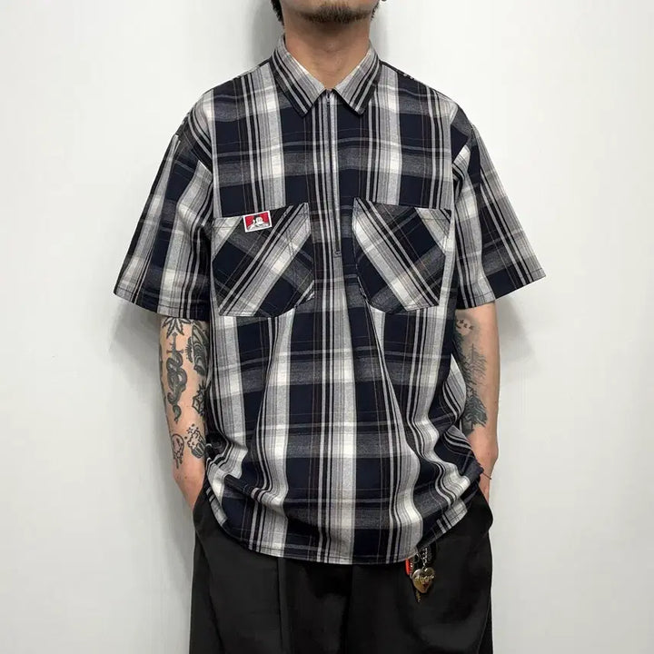 [SOLD OUT] 90s 벤데이비스 하프집업 반팔 워크셔츠 Made in USA