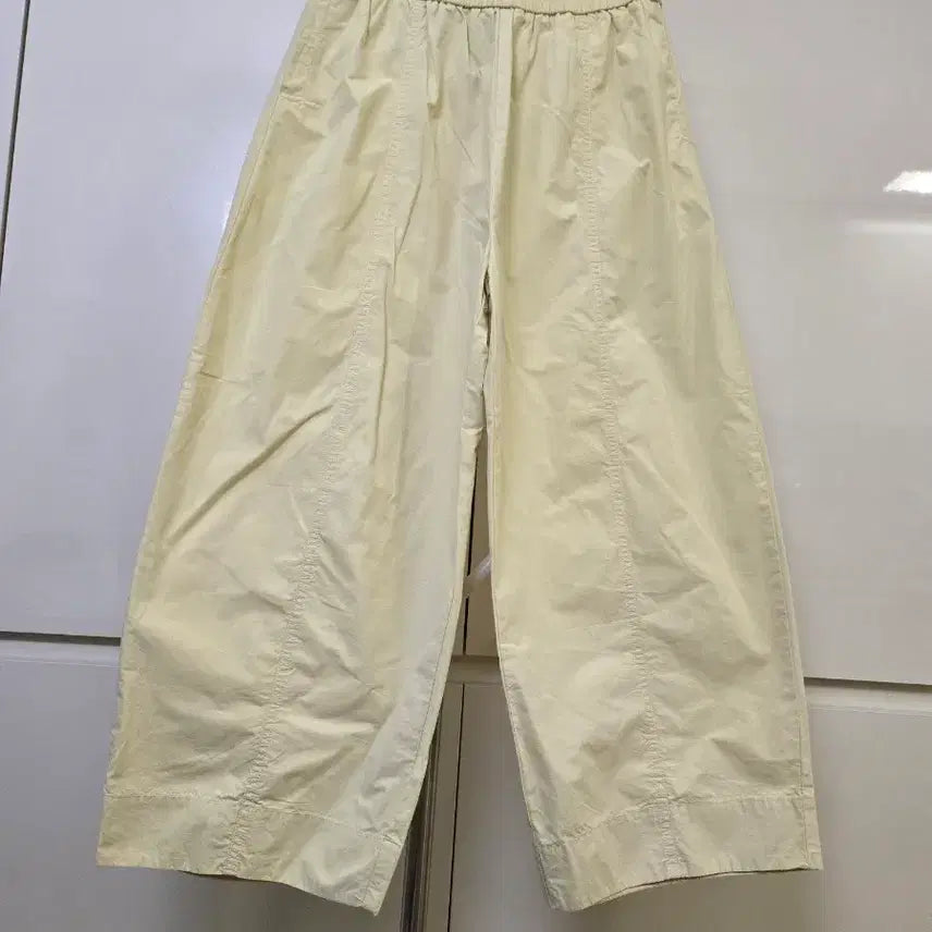[BUNJANG] Light Yellow Wide Banding Trousers / 연노랑 와이드 밴딩 바지
