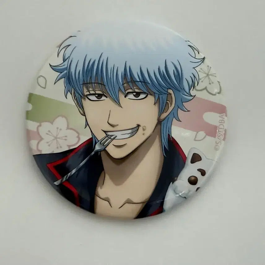 [BUNJANG] Gintama Gintoki Cherry Blossom Pancake Latte Art Ver. Can Badge / 은혼 긴토키 캔뱃지 벚꽃팬케이크 라떼아트ver.