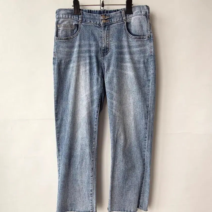 [SOLD OUT] L)뒷밴딩 연청 와이드 데님팬츠