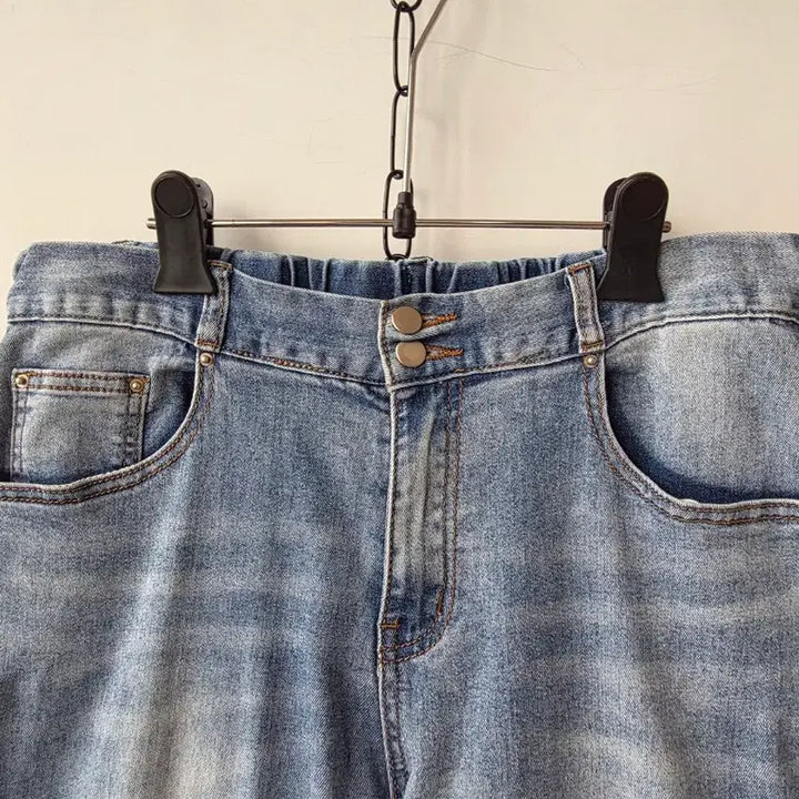 [SOLD OUT] L)뒷밴딩 연청 와이드 데님팬츠
