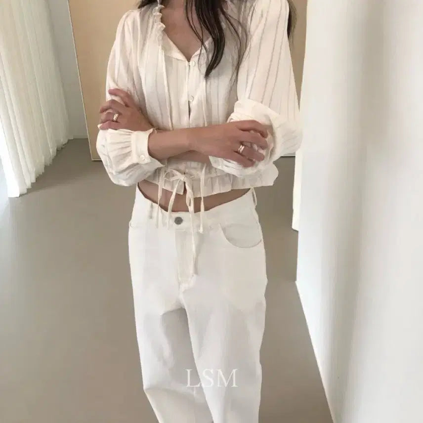 [BUNJANG] FIMUST Ring Blouse Ivory / 새상품) 피머스트링 블라우스 아이보리