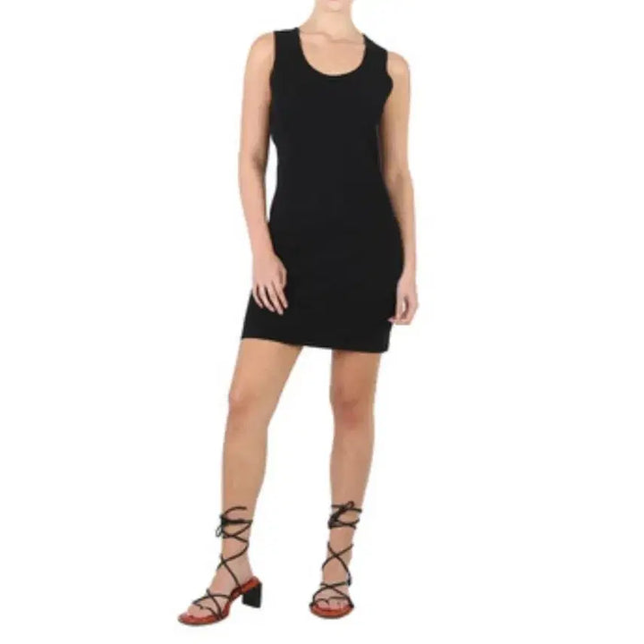 [BUNJANG] System 22 Open Back Sleeveless Knit Dress Black M / 시스템 22 오픈백 블랙 드레스 민소매 니트 원피스 38 M