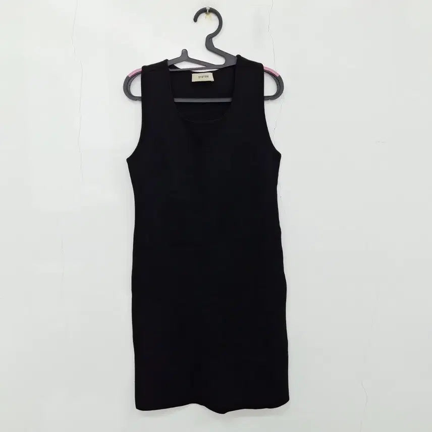 [BUNJANG] System 22 Open Back Sleeveless Knit Dress Black M / 시스템 22 오픈백 블랙 드레스 민소매 니트 원피스 38 M