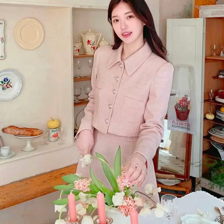 [BUNJANG] Zigzag Pink Tweed Jacket (Size M) / 미착용,새상품)지그재그 핑크 트위드 자켓 팔아요(m사이즈)