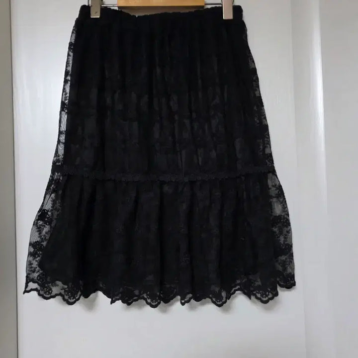 [BUNJANG] Black Lace Frill Mini Skirt / 블랙 레이스 프릴 치마