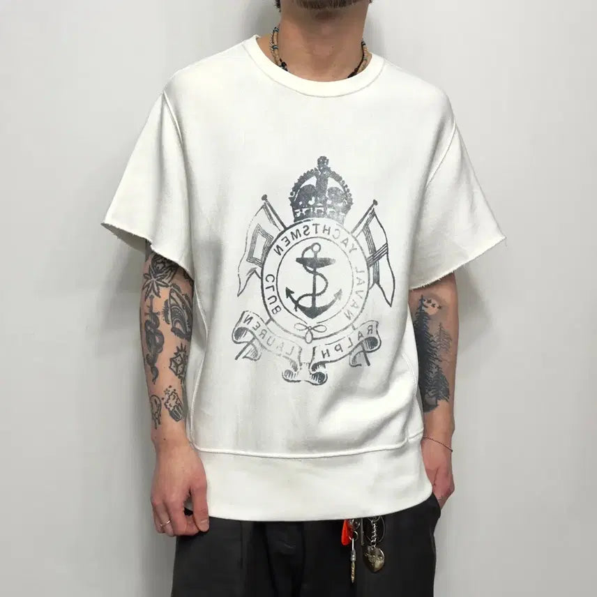 [BUNJANG] Polo Ralph Lauren Half-Sleeve Sweatshirt / 90s 폴로 랄프로렌 하프스웻 반팔티셔츠