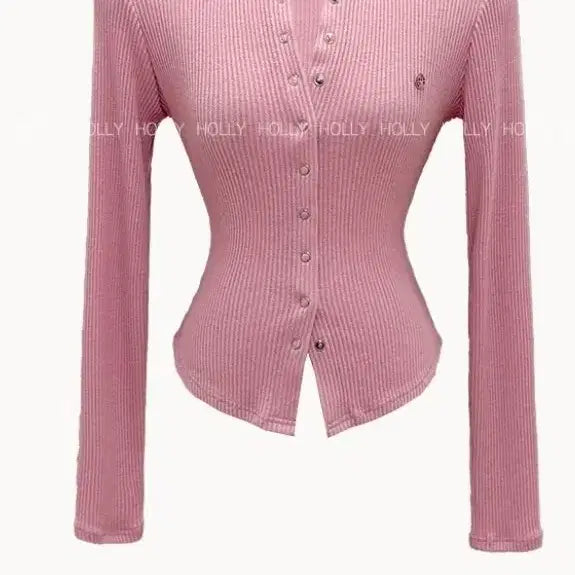 [BUNJANG] Pink Ribbed Knit Cardigan / 새상품)골지가디건(핑크)