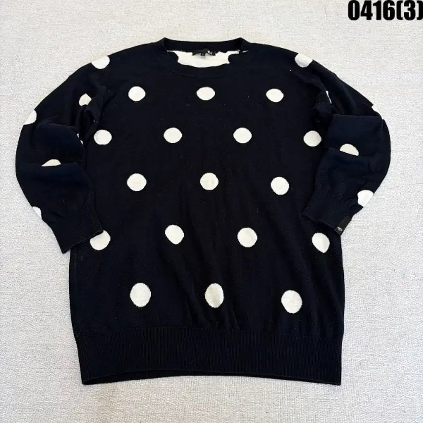 [BUNJANG] FH&amp;T Dot Pattern Knit Top / F H&amp;T 블랙 흰색 도트 무늬 니트 0416(3)