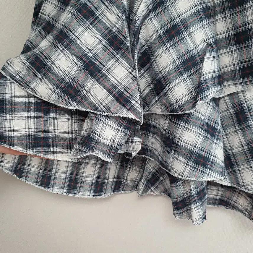[BUNJANG] Checkered Frill Long Skirt / 새상품) 체크 프릴 롱 스커트