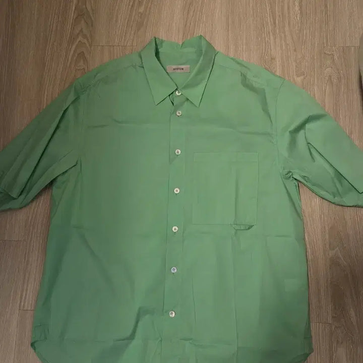 [BUNJANG] System Homme Oversized Green Short Sleeve Shirt / 시스템옴므 정품 오버핏 그린 반팔 셔츠 100사이즈