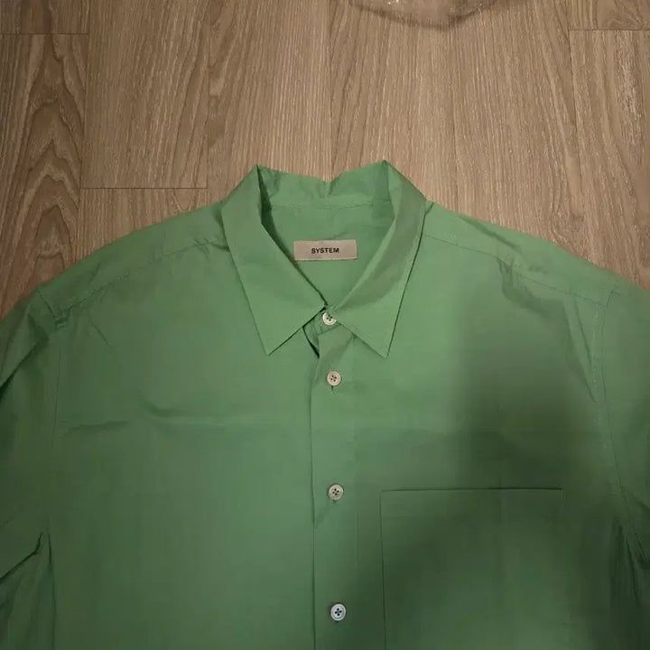 [BUNJANG] System Homme Oversized Green Short Sleeve Shirt / 시스템옴므 정품 오버핏 그린 반팔 셔츠 100사이즈