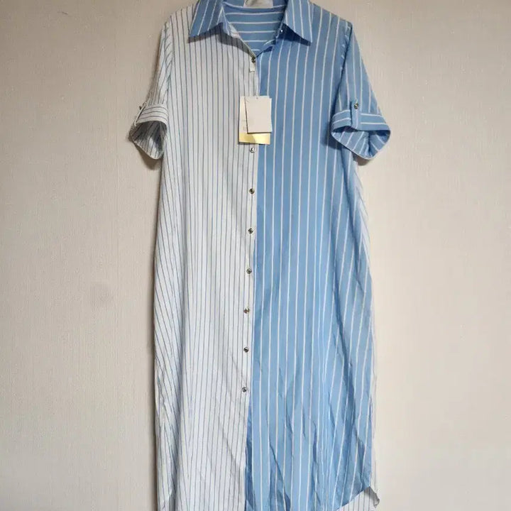 [BUNJANG] Jelloog Striped Shirt Long Dress / 제평 줄로그 스트라이프 셔츠형 롱원피스FREE새상품