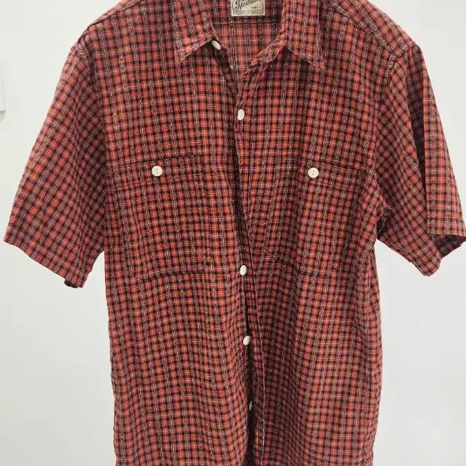 [BUNJANG] Real McCoy Red Check Seersucker Short Sleeve Shirt / 리얼맥코이 반팔셔츠 상태최상