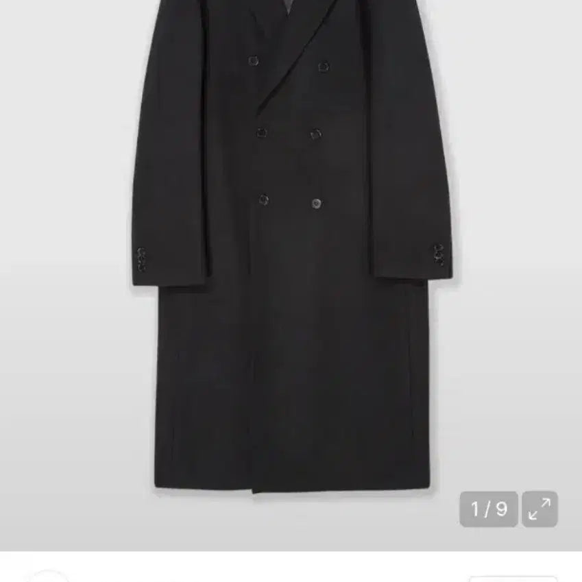 [BUNJANG] Wave Double Breasted Coat - Black - Size L / 웨이브 더블 브레스티드 코트 블랙 L