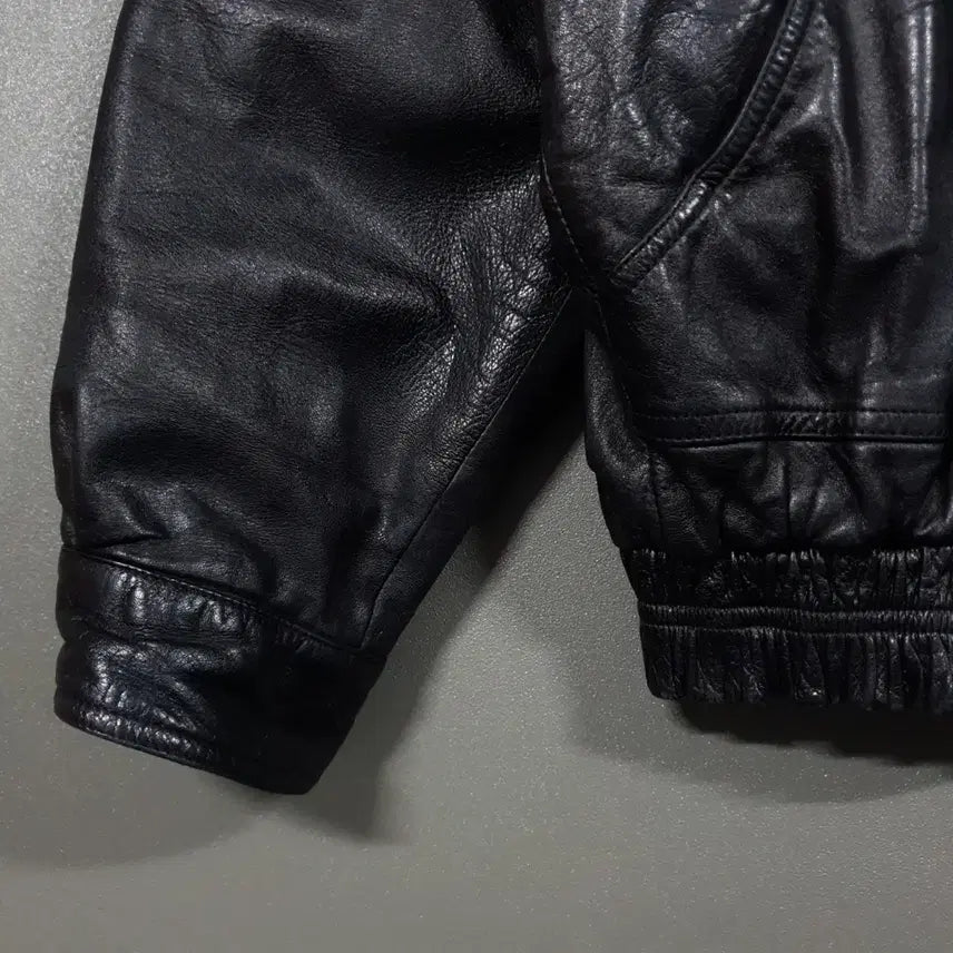 [BUNJANG] VTG 90s 100% Lambskin Leather Bomber Jacket - Black / 실측 L) VTG 90s 빈티지 램스킨 양가죽 100% 봄버 자켓 블랙