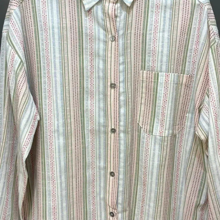 [SOLD OUT] 플리즈프로젝트 린넨 스트라이프 셔츠 핑크 LINEN SHIRT