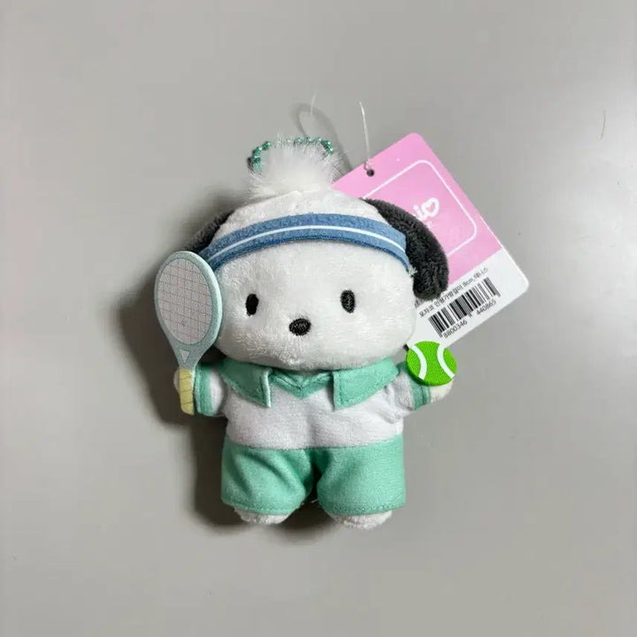 [BUNJANG] Sanrio Pochacco Tennis 8cm Plush Keychain / 정품 산리오 포차코 테니스 8cm 인형가방걸이 키링