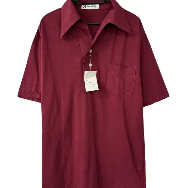 [BUNJANG] Unbranded Big Collar Half-Zip Short Sleeve Polo Shirt / [L] JPN 빅카라 반집업단추 반팔카라티
