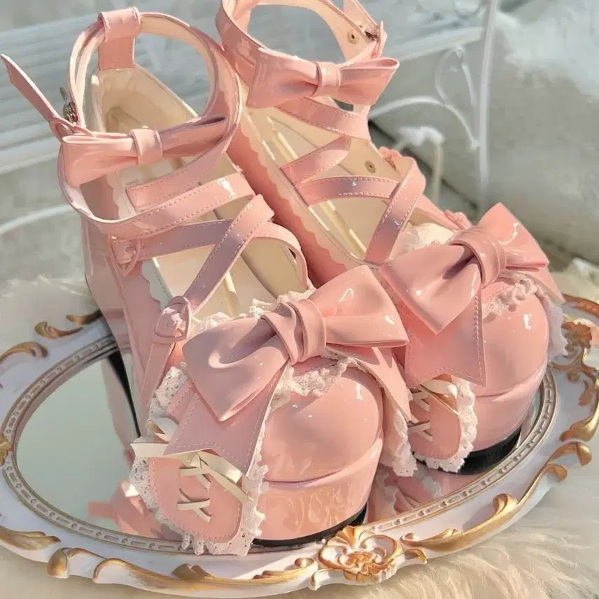 [BUNJANG] Gothic Lolita Rabbit Ear Lace Platform Sandals / 고딕 로리타 토끼귀 스타일 레이스 플랫폼 샌들 구두(3컬러)