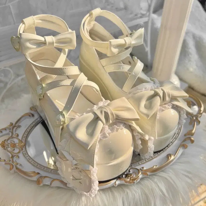 [BUNJANG] Gothic Lolita Rabbit Ear Lace Platform Sandals / 고딕 로리타 토끼귀 스타일 레이스 플랫폼 샌들 구두(3컬러)