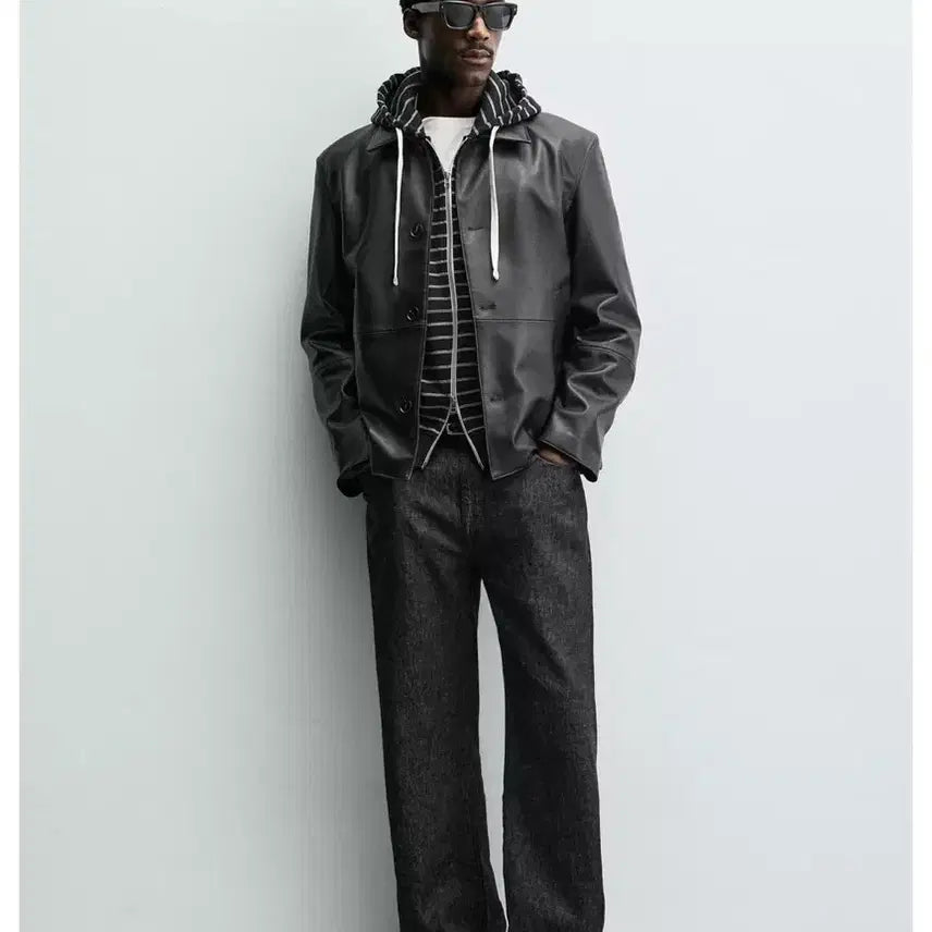 [BUNJANG] ZARA Faux Leather Regular Fit Overshirt / ZARA 페이크레더 레귤러핏 오버셔츠