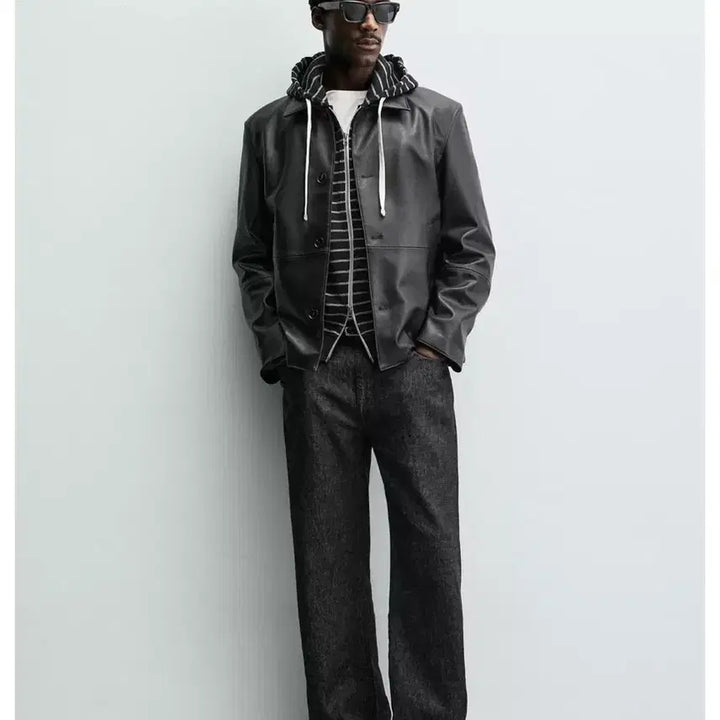 [BUNJANG] ZARA Faux Leather Regular Fit Overshirt / ZARA 페이크레더 레귤러핏 오버셔츠