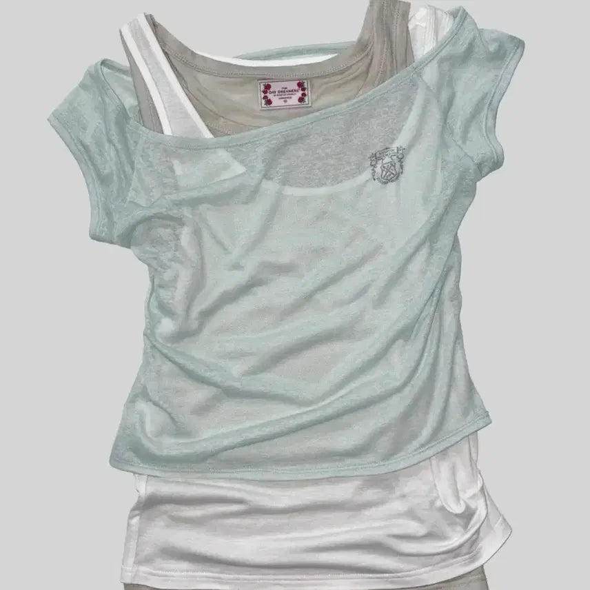 [SOLD OUT] 나시만! 스컬프터 lazy 슬리브 레이어드 티 민트 에이블리 무신사