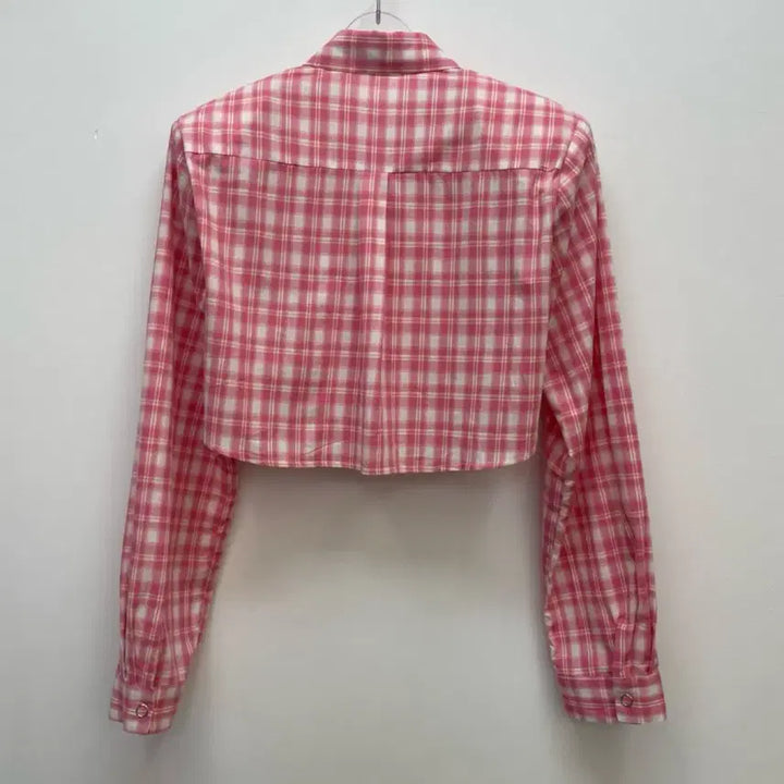 [BUNJANG] Reve City Crop Check Shirt Pink / 레브시티 스냅크롭체크남방 핑크