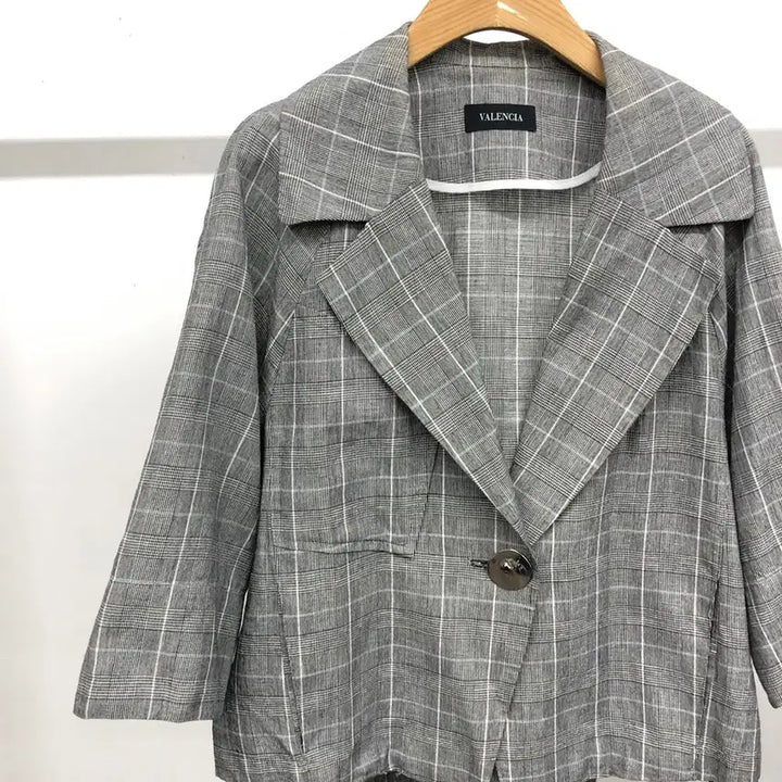 [BUNJANG] Balenciaga Linen 7-Sleeve Check Jacket / 발렌시아 린넨 7부소매 자켓 55