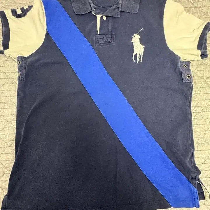 [BUNJANG] Polo Ralph Lauren Navy Blue Striped Polo Shirt / 폴로 랄프로렌 네이비 블루 스트라이프 폴로티