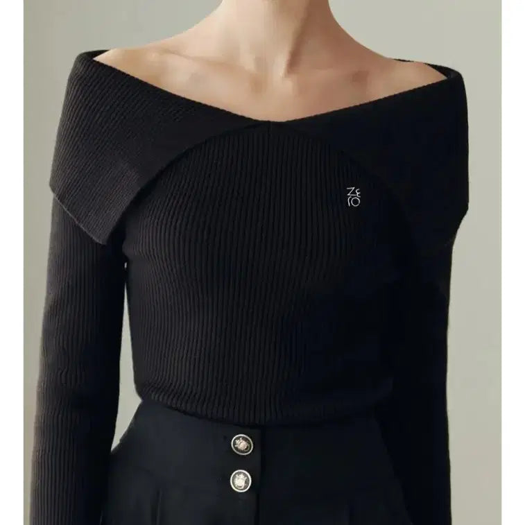 [BUNJANG] Zero Street Cape Off-Shoulder Knit Top / 제로스트릿 케이프 오프숄더 니트