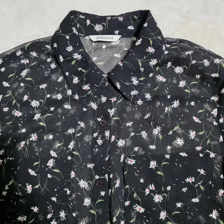 [SOLD OUT] (66)여성 쉬즈미스 시스루 플라워 프린팅 블라우스 봄여름