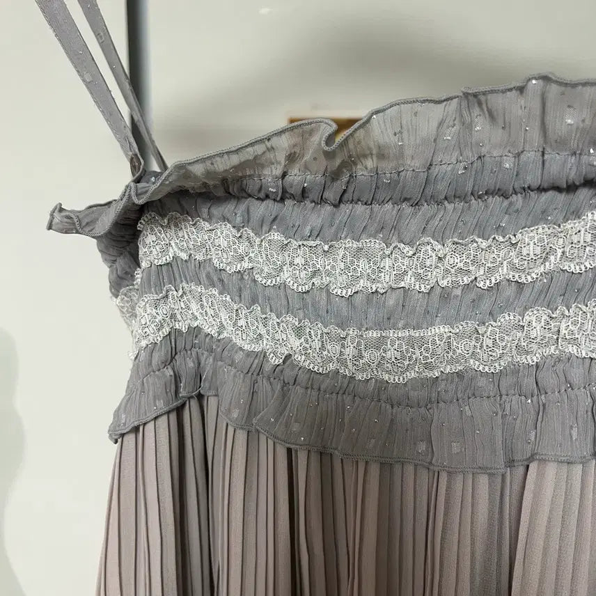 [BUNJANG] Mori Girl Patchwork Gray Strap Dress / 모리걸 패치워크 그레이 끈원피스