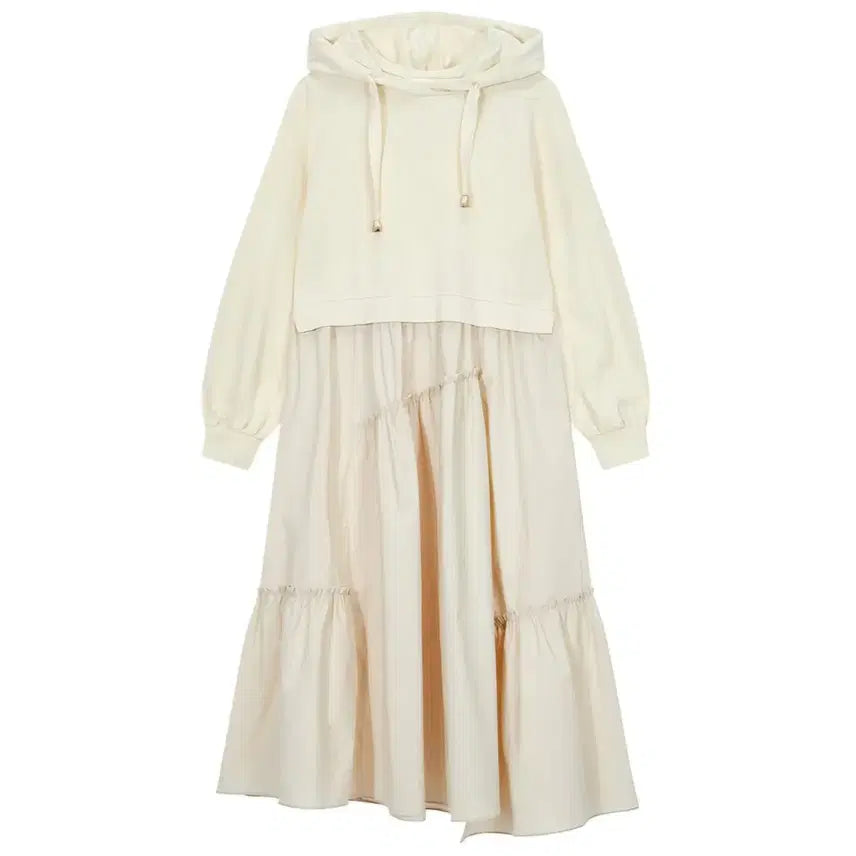 [SOLD OUT] 지컷 후드티 배색 원피스