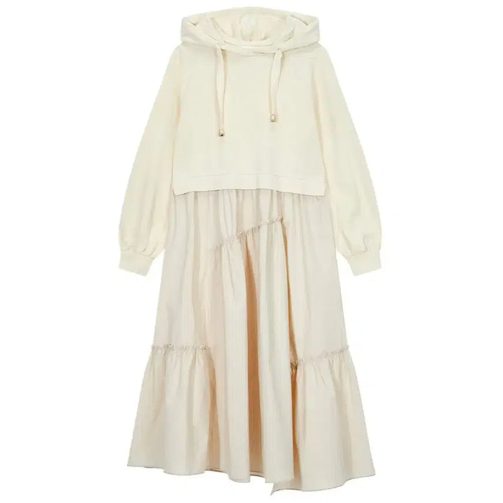 [SOLD OUT] 지컷 후드티 배색 원피스
