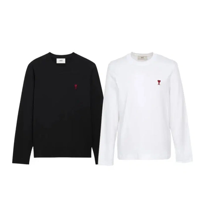 [BUNJANG] Ami Small Logo Long Sleeve T-shirt / 아미 스몰로고 롱슬리브 긴팔티 블랙/화이트
