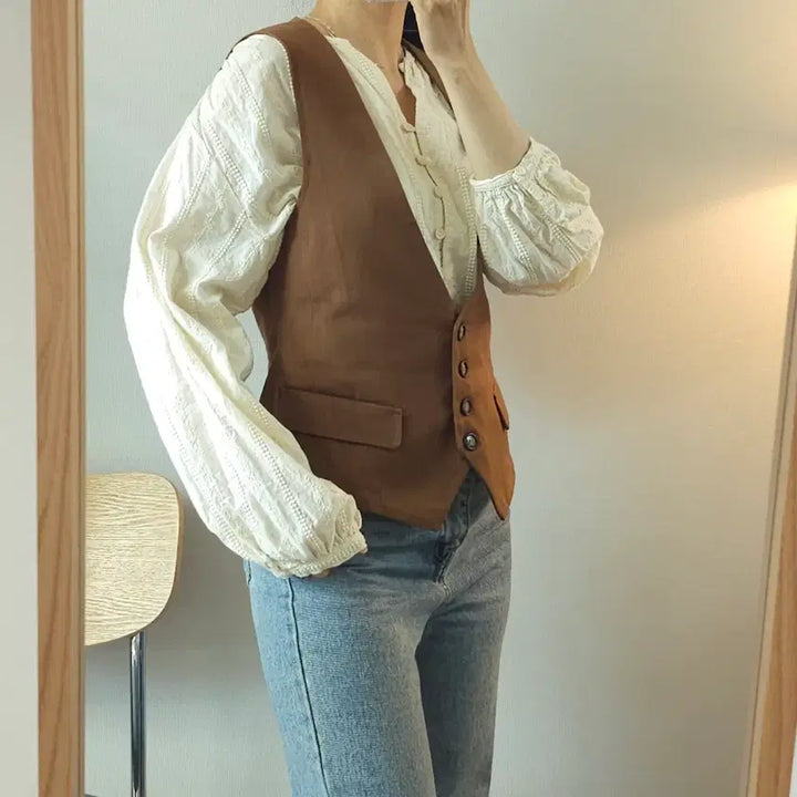 [BUNJANG] COCOMARIN Vintage Vest - Camel Brown (Women&