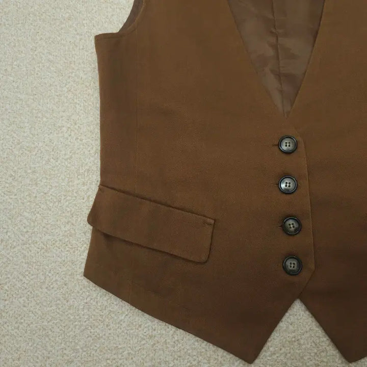 [BUNJANG] COCOMARIN Vintage Vest - Camel Brown (Women&