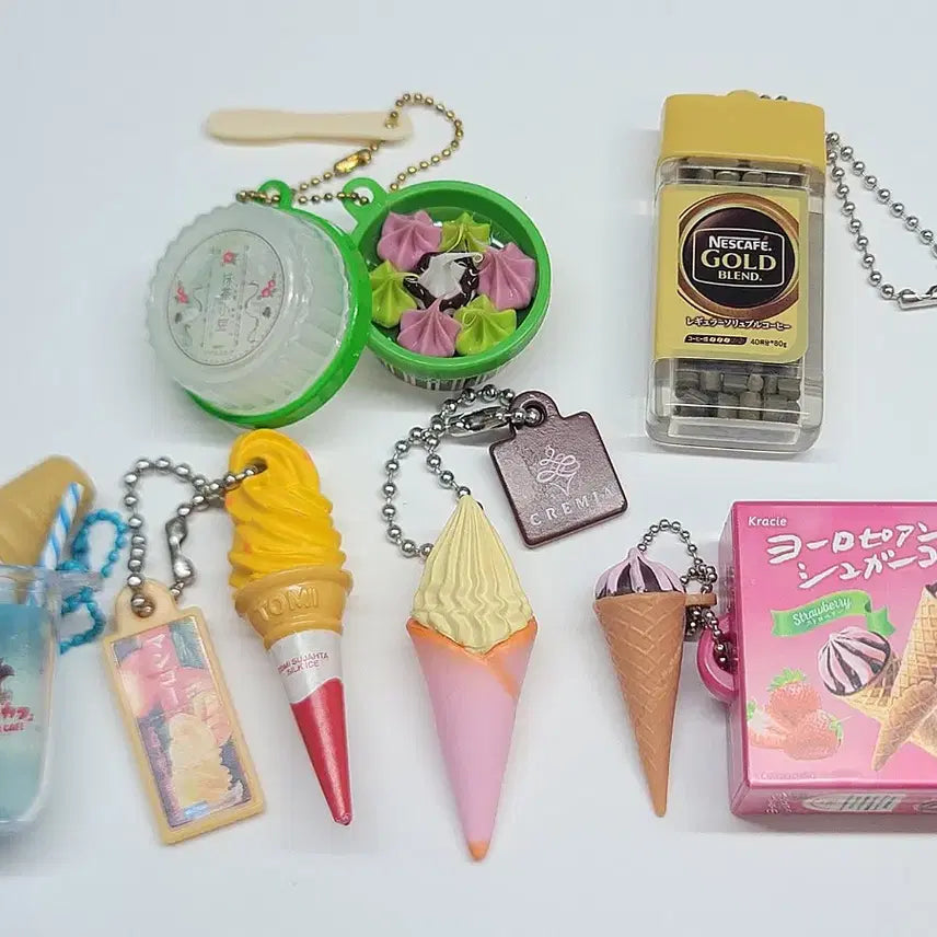 [BUNJANG] Japanese Ice Cream/Coffee Miniature Keyring Bundle Set / 일본 아이스크림/커피 가챠키링 6개 일괄 1.4