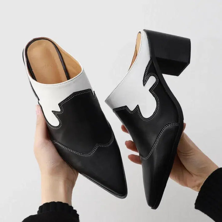 [BUNJANG] Western Wood Platform Mule Heel Sandals / 웨스턴 우드통굽 뮬 힐 샌들