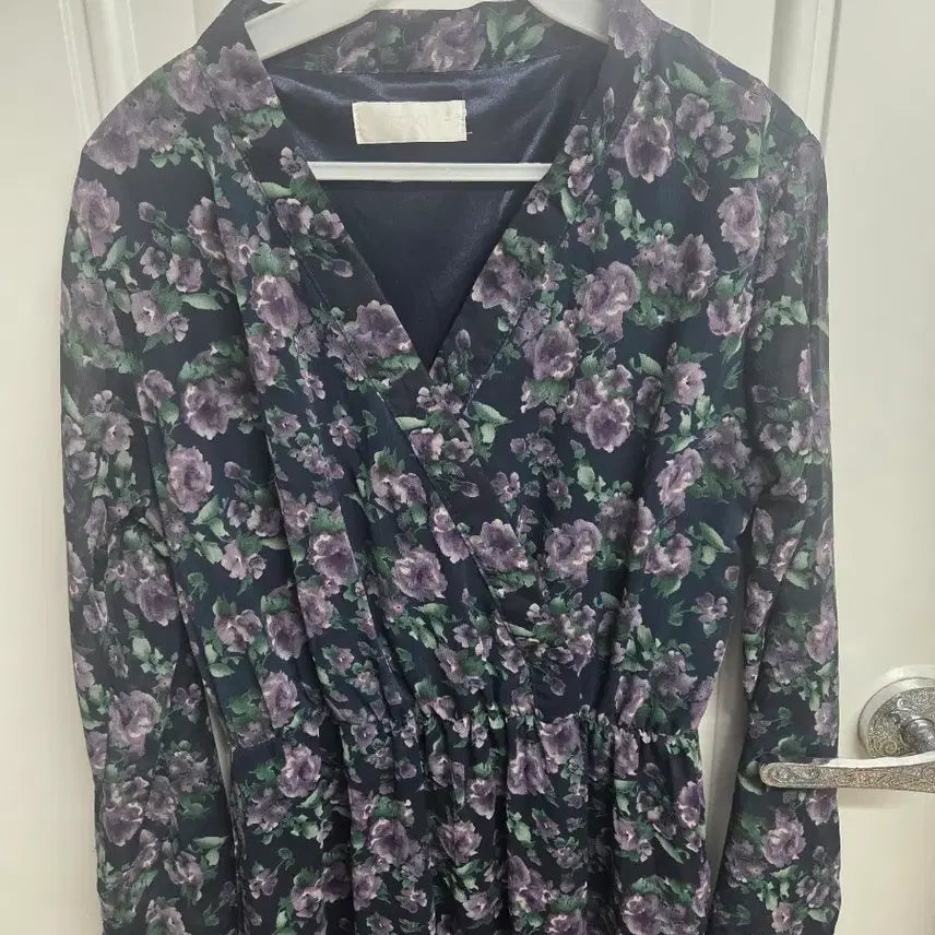 [SOLD OUT] 플라워 롱 원피스 퍼플 꽃무늬
