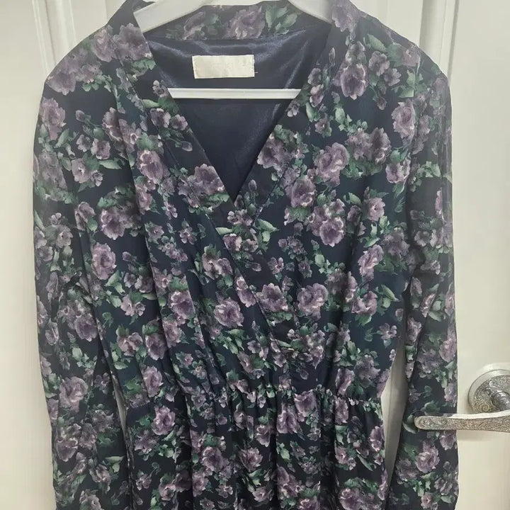[SOLD OUT] 플라워 롱 원피스 퍼플 꽃무늬