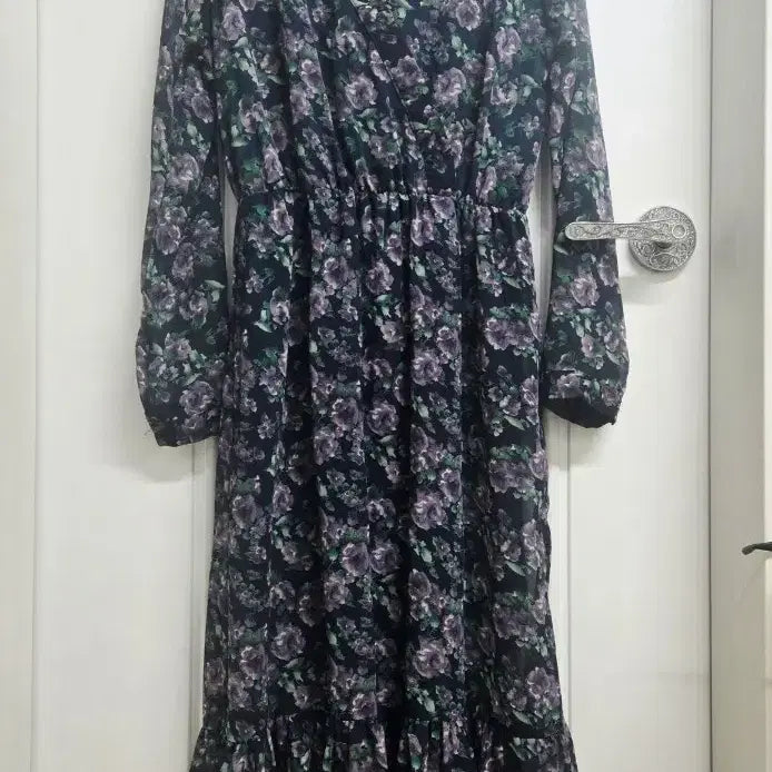 [SOLD OUT] 플라워 롱 원피스 퍼플 꽃무늬
